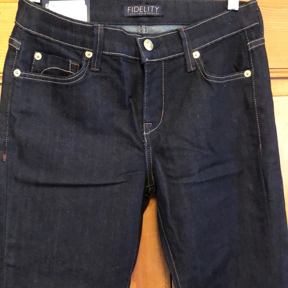 NWT FIDELITY Belladonna Blue Stretch Cotton Viper Rinse Denim Jeans Mid Rise - Picture 3 of 7